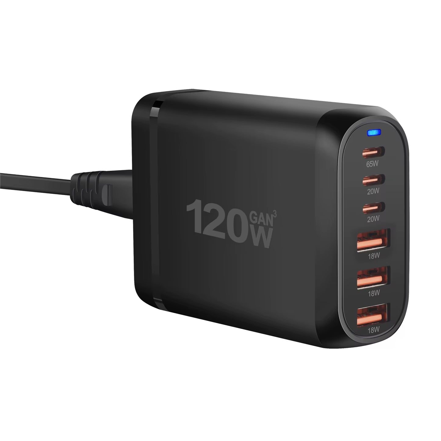 120W GAN Charger, 6-Port USB Type C PD Fast Charger Quick Charge 3.0 USB Type C Fast Charger Mobile USB Charger Tablet Charger