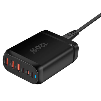 120W GAN Charger, 6-Port USB Type C PD Fast Charger Quick Charge 3.0 USB Type C Fast Charger Mobile USB Charger Tablet Charger
