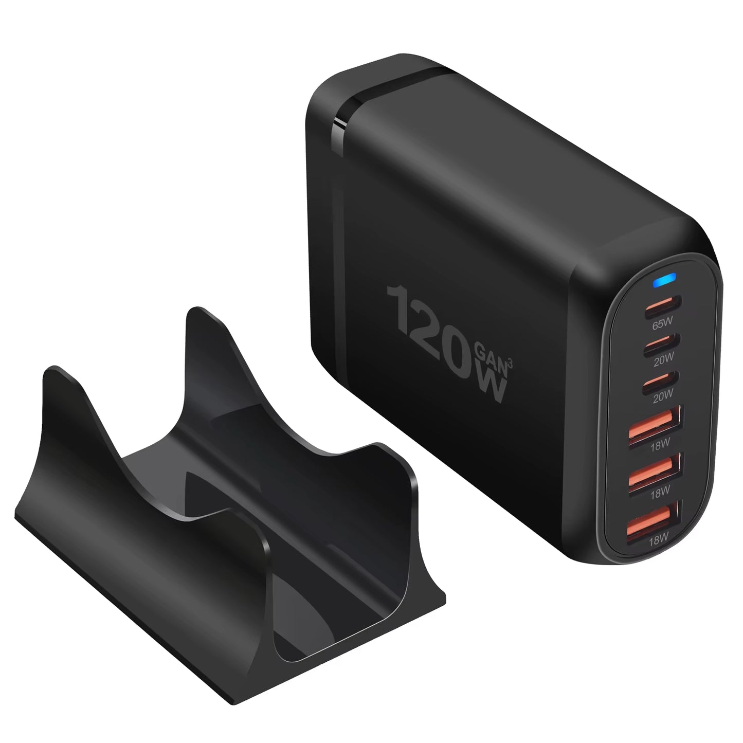 120W GAN Charger, 6-Port USB Type C PD Fast Charger Quick Charge 3.0 USB Type C Fast Charger Mobile USB Charger Tablet Charger